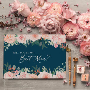 Blush Floral Navy Mariage Best Man Carte de propos