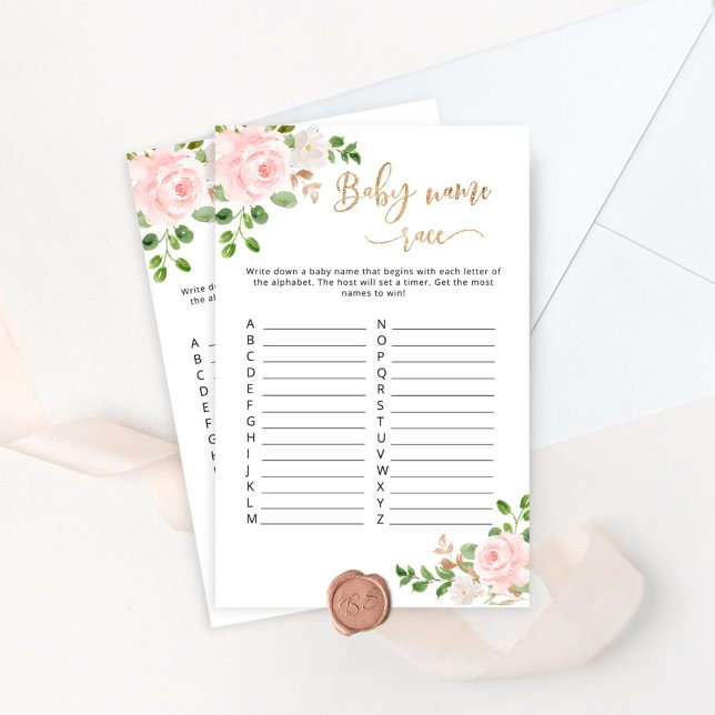 Blush floral nom race baby shower jeu (Créateur téléchargé)
