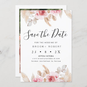 Blush Floral Pampas Mariage Enregistrer La Carte D