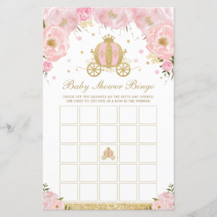 Blush Floral Princess Coach Baby shower Bingo Jeu