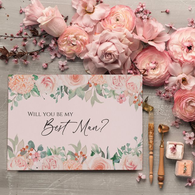 Blush Floral rose Mariage meilleure carte de propo (Créateur téléchargé)