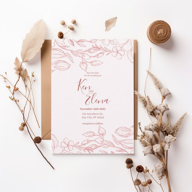 Blush Floral Save the Date Invitation (Créateur téléchargé)