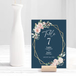 Blush Floral Simple Marine Mariage Numéro de table<br><div class="desc">Ce sobre et floral bleu marine mariage design de numéro de table dispose de beaux arrière - plans classiques chic de rose pastel et bleu marine avec une typographie moderne simple et une calligraphie élégante pour donner un ton sophistiqué à tout style d'événement. Chaque produit est agrémenté de roses roses...</div>
