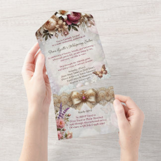 Blush Floral Victorian Salon Open House Invitation