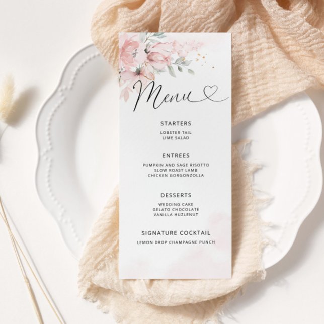 Blush floral wedding menu card (Créateur téléchargé)
