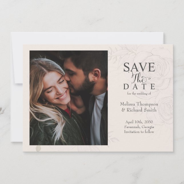 Blush Floral Wedding Save the Date Photo (Devant)