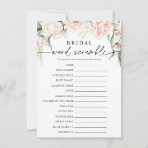 Blush Florals Mot nuptiale Scramble Carte de jeu