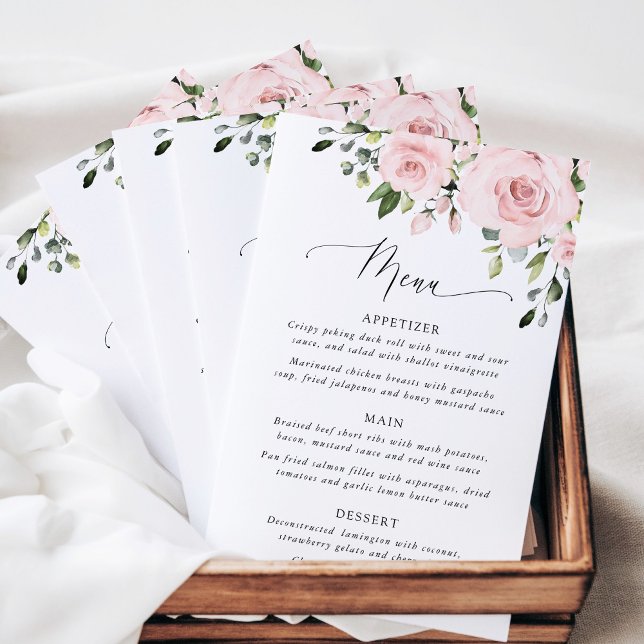 Blush Flowers, Pink Flowers, Boho, Wedding Menu (Créateur téléchargé)