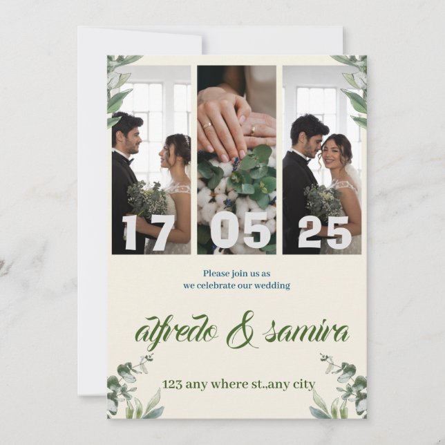 Blush Garden Romance : Elégant Mariage Invitation (Devant)