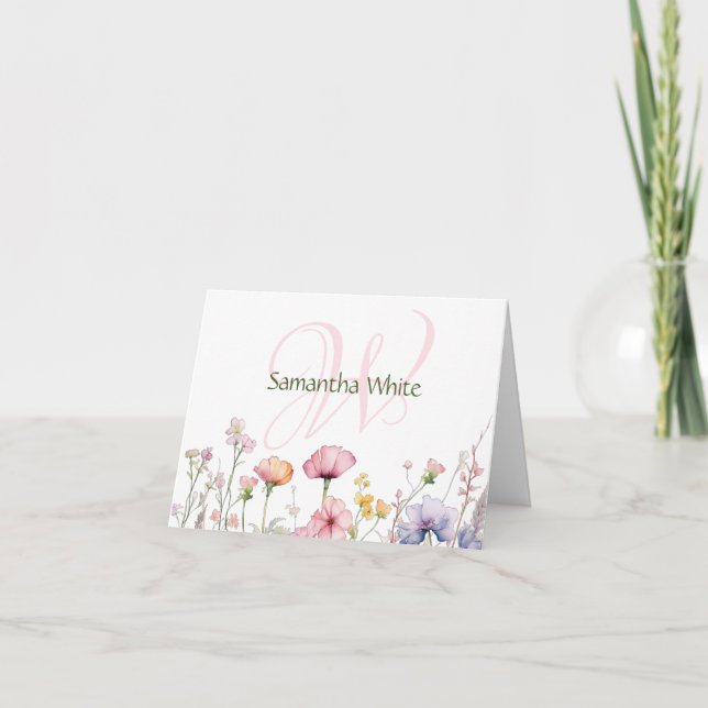Blush Garden Watercolor Personalized Stationery (Devant)