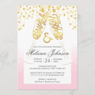 Blush Gold Bridal Brunch et Bubbly Invitation