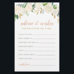 Blush Gold Green Floral Mr et Mme Conseils Wives<br><div class="desc">Mariage douche nuptiale Conseils et voeux note pour l'avenir M. Le & Mrs présente un design d'aquarelle florale élégant avec des roses peints, des fleurs de ranunculus et des feuilles dans des tons neutres de printemps et d'été de blanc, crème, rose rousse, or, or rose et vert. Le dos de...</div>