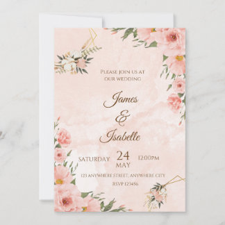 Blush & Gold : Un Faire-part de mariage Floral