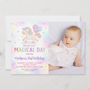 Blush Gold Unicorn Invitation Anniversaire