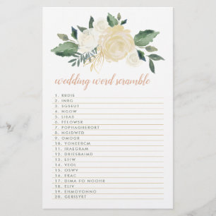 Blush Gold Vert Floral Mariage Mot Jeu Scramble