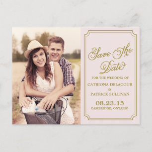 Blush & Gold Whimsical Enregistrer la date carte p