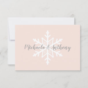 Blush Grey Snowflake Hiver Mariage Carte RSVP