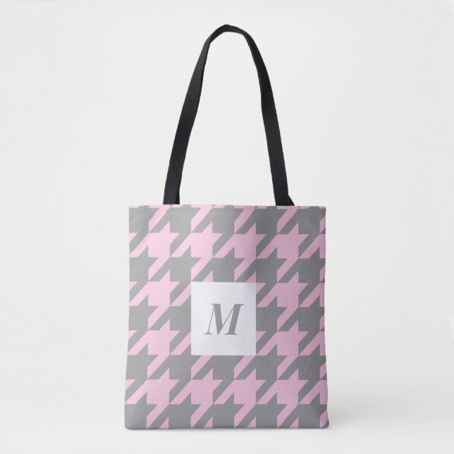 Blush Houndstooth Sac fourre-tout monographique (Devant)