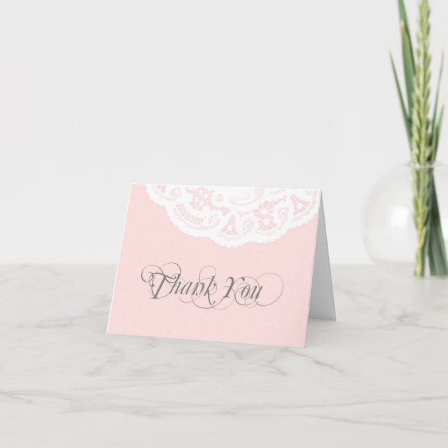 Blush Lace Doily Mariage Merci Carte Note (Devant)