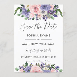 Blush Lavender Floral Wedding Enregistrer la carte