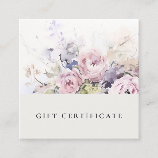 Blush Lilac Watercolor Rose Flora Certificat cadea (Devant)