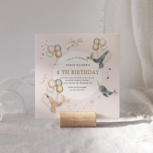 Blush Magic Whales Balloons Anniversaire Invitatio