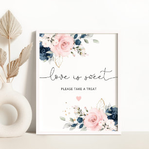 Blush marine floral Love is sweet Poster
