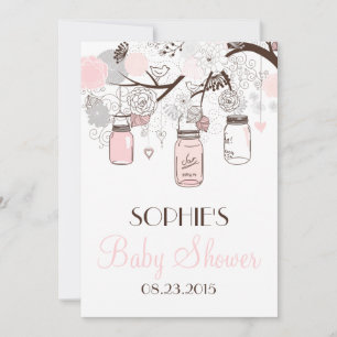 Blush Mason Jars Baby shower floral Invitation