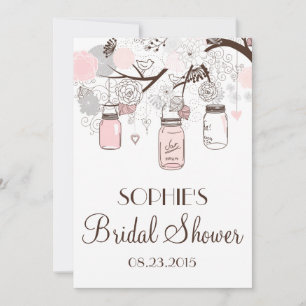 Blush Mason Jars Floral Bridal Show Invitation
