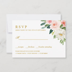 Blush moderne   OR MARIAGE RSVP REPAS CHOIX