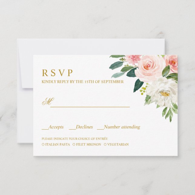 Blush moderne | OR MARIAGE RSVP REPAS CHOIX (Devant)