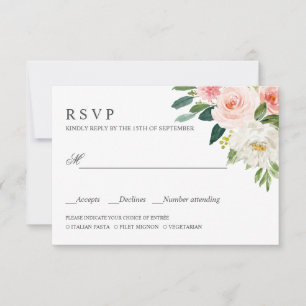 Blush moderne   PInk MARIAGE RSVP REPAS CHOIX