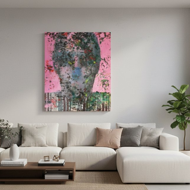 Blush of Emotion : Le visage Abstrait en toile ros (Créateur téléchargé)