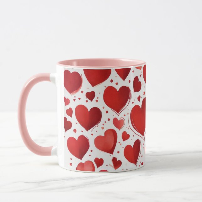 "Blush of Love : A Pink Mug Embracé par Red Romanc (Gauche)