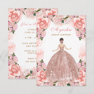 Blush Peach Sweet sixteen Carte d'invitation d'ann