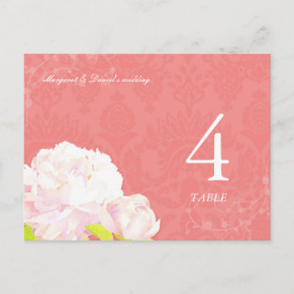 Blush Peony Coral Mariage Numéro de table