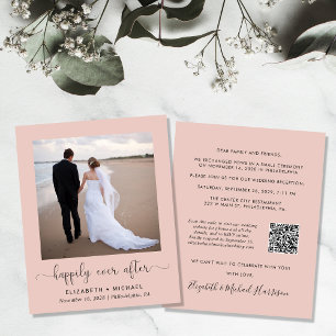 Blush Photo QR Code Mariage Réception Invitation