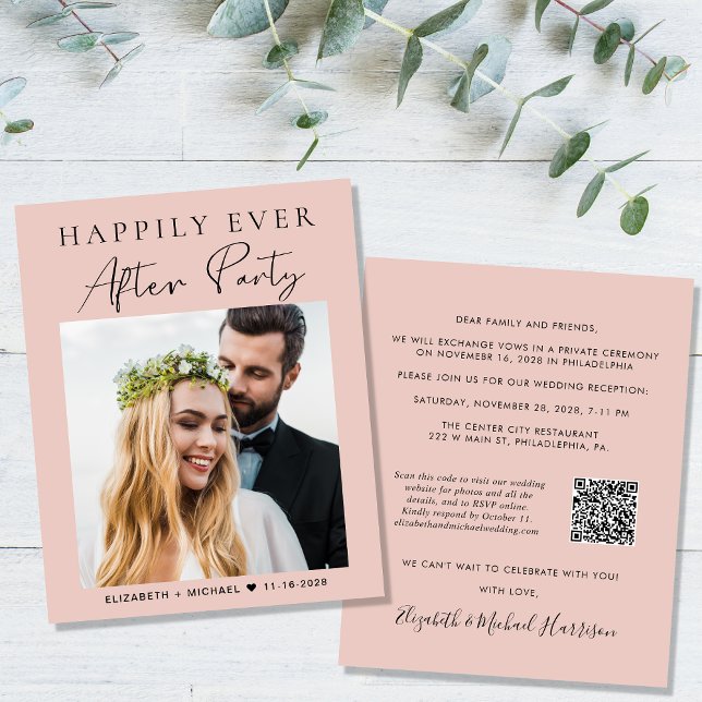 Blush Photo QR Code Mariage Réception Invitation (Créateur téléchargé)