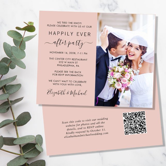Blush Photo QR Code Mariage Réception Invitation (Créateur téléchargé)