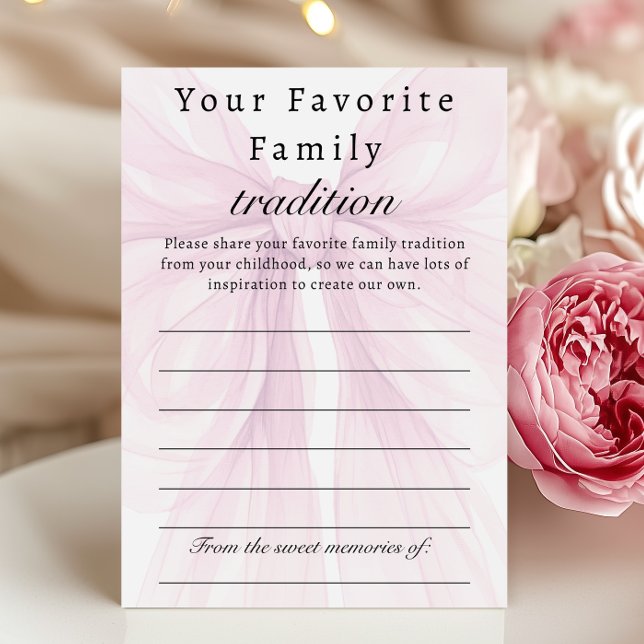 Blush Pink Bow Family Tradition Shower Card (Créateur téléchargé)