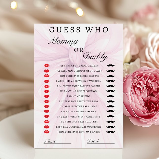 Blush Pink Bow Mommy Daddy Baby Shower Game (Créateur téléchargé)