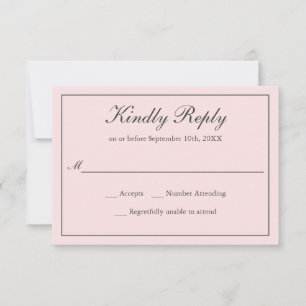 Blush Pink Classic Simple Mariage élégant RSVP