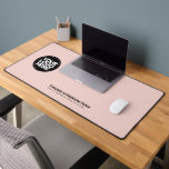 Blush Pink | Custom Business Logo Name, Slogan<br><div class="desc">Create your own company workspace branded decoration with our ergonomic cute feminine trendy chic blush Pink Business Company Logo Desk Mat. This stylish, modern and professional desk mat allows you to personalize your boss, coworker or employee office in a unique way. Add corporate logo, name, profession, website, slogan, social media...</div>