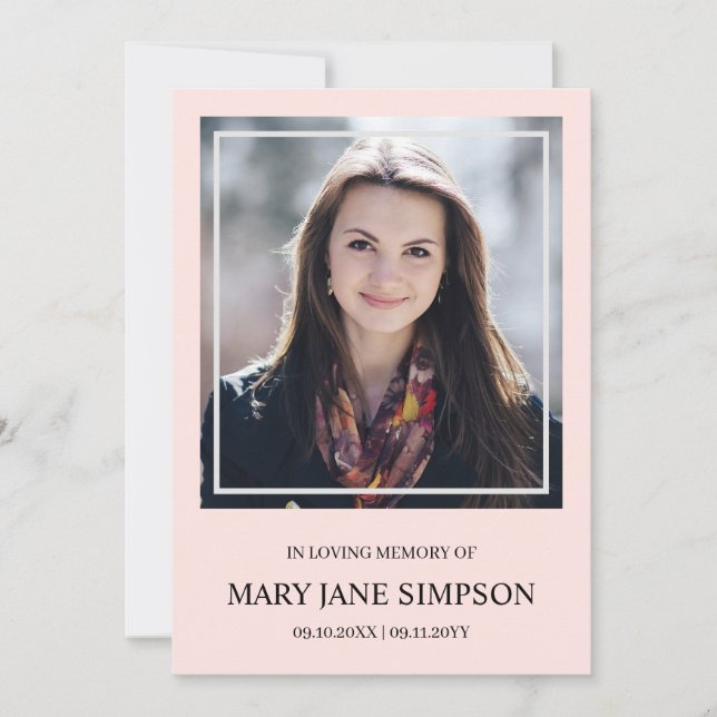 Blush PInk En mémoire d'amour Photo funéraire (Devant)
