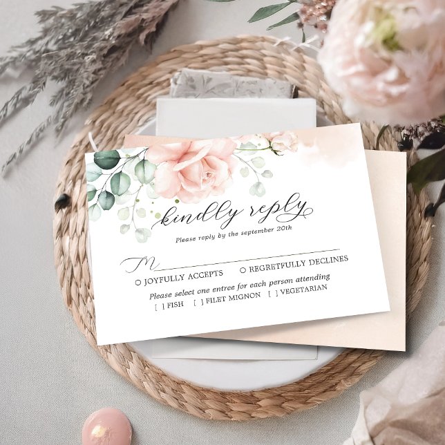 Blush Pink floral Wedding carte RSVP (Créateur téléchargé)