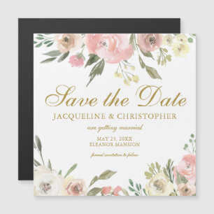 Blush Pink Gold Floral Enregistrer la date Carte m