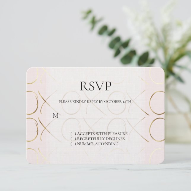 Blush Pink Gold XOXO Love Wedding RSVP (Debout devant)