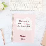 Blush pink inspirational quote 2026<br><div class="desc">A soft blush pink background,  with a white brush stroke. Inspiratiional,  motivational Quote:  The future is written by those who dare to plan.  Personalize and add your name and a year.</div>