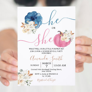 Blush Pink & Navy Genre Revevela Party Invitation