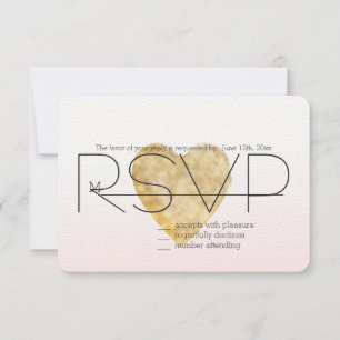 Blush Pink Ombre Coeur Doré RSVP